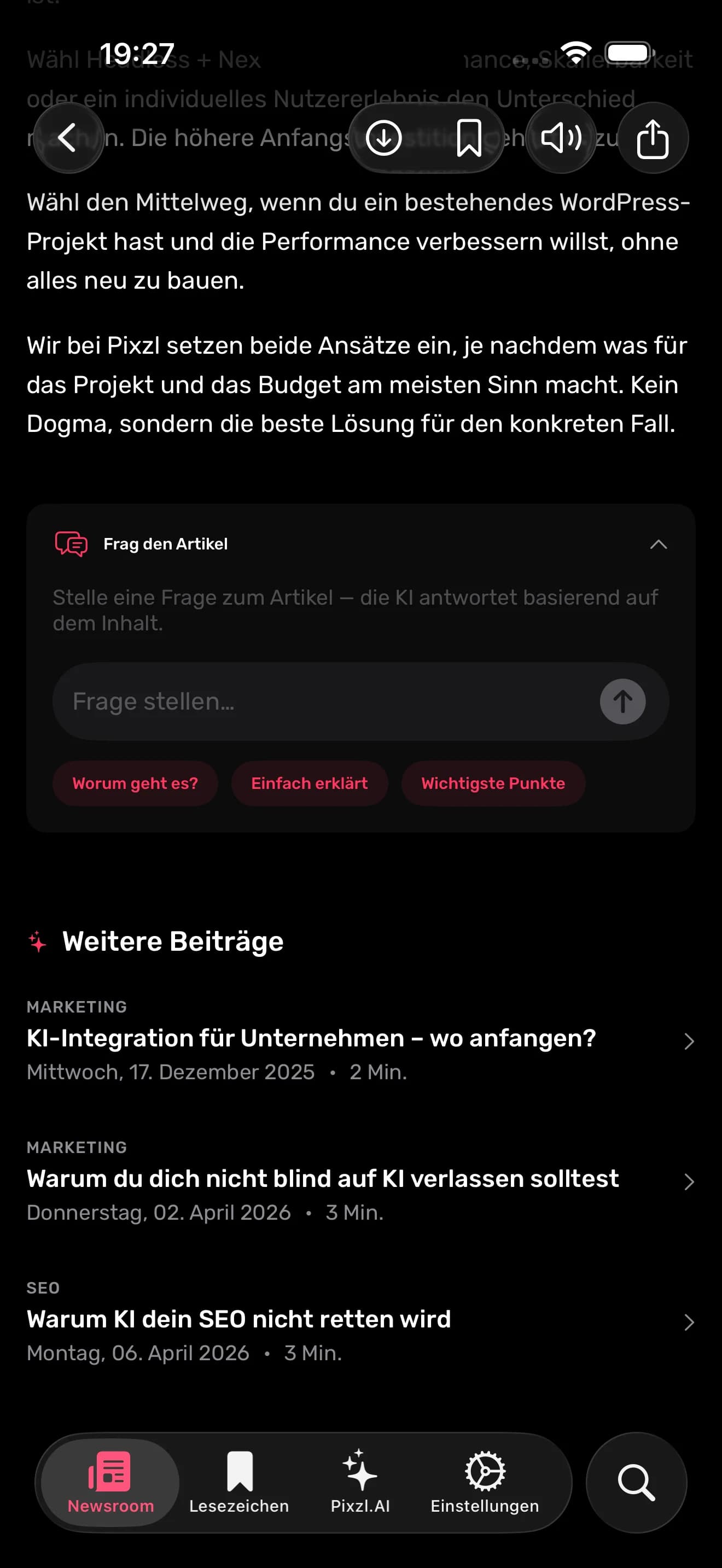Pixzl App – KI-Chat